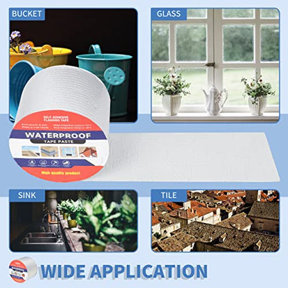 Waterproof Tape for Leaks Aluminum Butyl Tape with Adhesive for RV Repair, Glass Repairs, Air Mattress Patch, Window Caulking, Boat Sealing, Roof Patching 4in x 32.8ft - size: 4in x 32.8ft