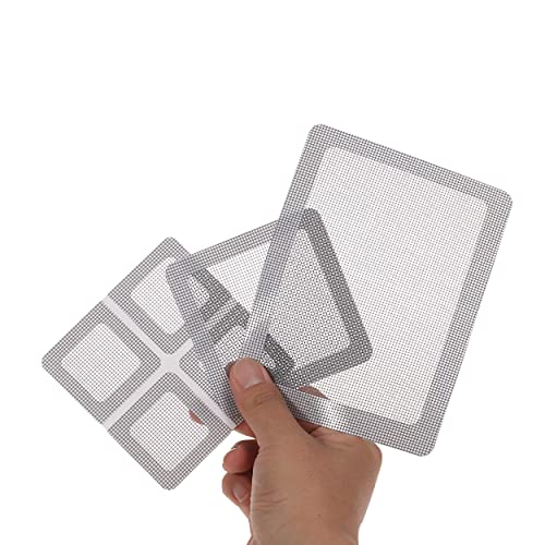 by.RHO Window and Door Screen Repair Patch kit. Valuekit, (4⅝" x 6¼" (3pcs) / 3½" x 3½" (3pcs) / 1⅞" x 1⅞" (2pcs) - color: Small+Medium+Large / Gray