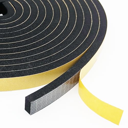 Topiverse Weather Stripping Door Seal Strip, Strong Adhesive, Weatherproof, Reduce Noise, Gap Filler, Foam Insulation Tape for Doors and Windows (1/2 in x 1/4 in x 26 Ft) - color: Black, size: 1/2 In x 1/4 In x 26 Ft