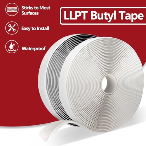 LLPT Butyl Tape Black 1 Inch x 33Ft 2 Pack Tight Seal for Leak Proof EPDM RV Repair Window Glass Sealing Roof Pipe Patching (BST232) - size: 1" Black