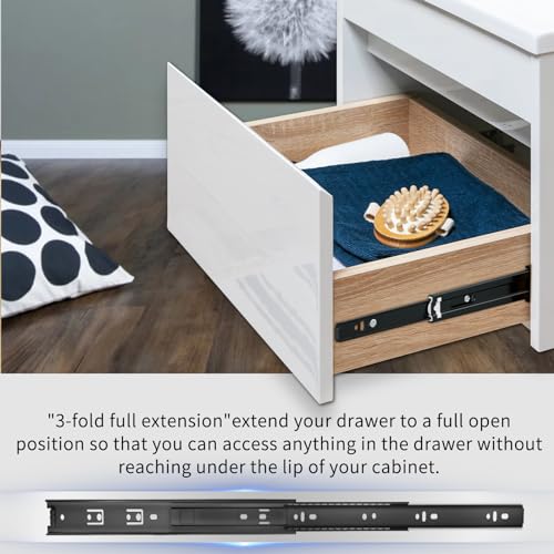 YENUO Full Extension Drawer Slides Side Mount 10 12 14 16 18 20 22 24 Inch Ball Bearing Dresser Cabinet Kitchen Black Rails Track Guide Glides Runners Heavy Duty 100 Lb (Black-Basic- 1 Pr,14 Inch) - color: Black-Basic, size: 14 Inch