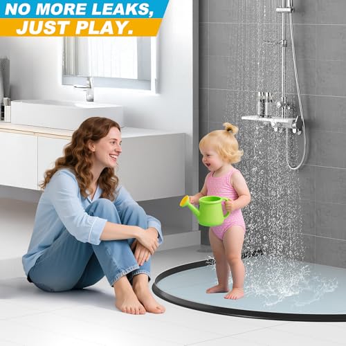 67Inch Shower Threshold Water Dam, Self-Adhesive Silicone Shower Barrier Water Stopper Shower Door Bottom Seal Strip Shower Splash Guard for Bathroom Kitchen Bathtub - color: Black, style: 67 inch