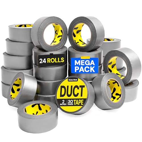 24 Pack Duct Tape Heavy Duty Waterproof - 2 In x 90 Ft - All-Weather, Silver, Easy to Tear, Strong Hold, No Residue, Gray Bulk Waterproof Tape for Repairs, DIY, Sealing, B2B, Home, Office, Outdoor Use - style: 24-Pack (Mega Bulk Pack)