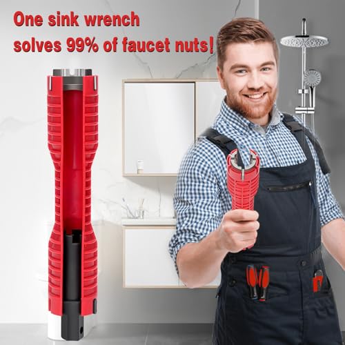 Faucet and Sink Wrench 8 in 1 - Multifunctional Faucet Wrench Tool, Plumbing Basin Removal Installer for Kitchen Drain,Toilets, Bathrooms, Under Sinks