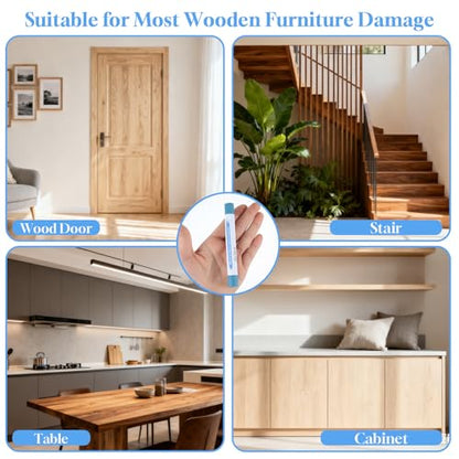 30+2Pieces Wood Filler Sticks, 30 Colos Wood Filler Putty Wax Crayons Furniture Repair Kit Putty Stick for Baseboard Cabinets Furniture Floors(with 2 Scrapers)