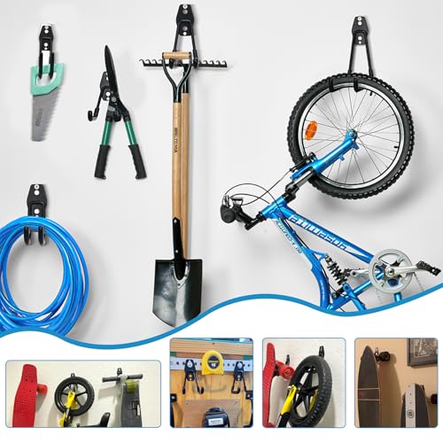 GeeWatom Garage Storage Utility Hooks，Garage Garden Tool Organizer，Steel Wall Mount Hooks, Garden Small U Hooks (6 Pack-Black) - color: 6 Pack-Black