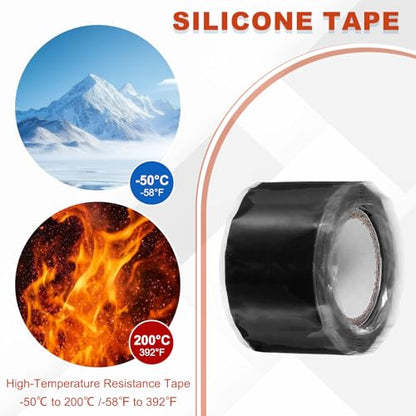 uxcell 2 Pcs Self Fusing Silicone Tape, 1" x 5ft Waterproof Water Leak Sealing Tape for Plumbing Pipe Hose Repair Handles, Black - color: Black, size: 1" x 5ft