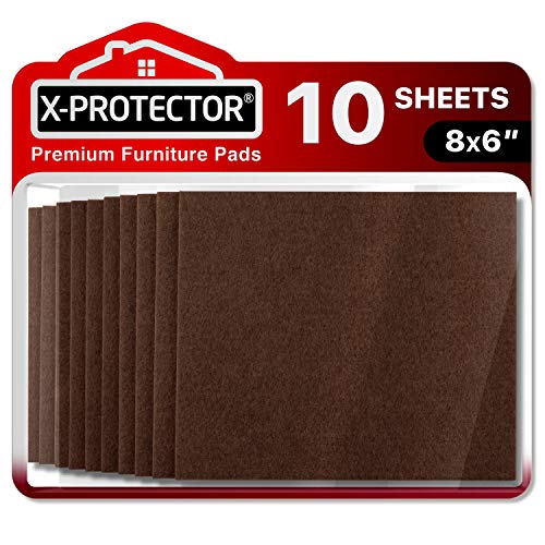Felt Furniture Pads X-PROTECTOR - 10 Pack Premium 8”x6” Heavy Duty 1/5” Felt Sheets! Cut Furniture Felt Pads for Furniture Feet You Need – Best Furniture Pads for Hardwood Floors! Brown - color: Brown, size: 8” x 6”
