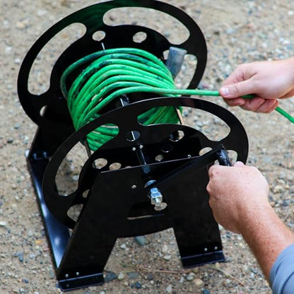 Dumble RV Extension Cord Reel Stand - 50-100ft Black Steel RV Electrical Cord Roll Up or Camper Hose Organizer Spool