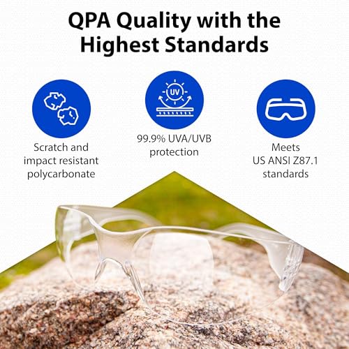 Quest Protective Apparel Quest Safety Products - Anti Fog Safety Glasses - Protective Eyewear - Polycarbonate High Impact Resistant Lens - Pack of 3 (Clear)