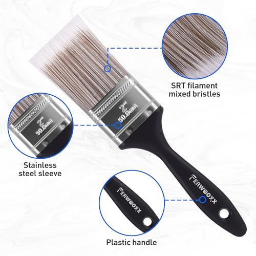 Paint Brushes - 2 Inch Flat and Angle Paint Brush for All Latex and Oil Paints & Stains Paintbrush for Varnish, Paste, Gesso and Limewash (96 Packs) - size: 96 packs