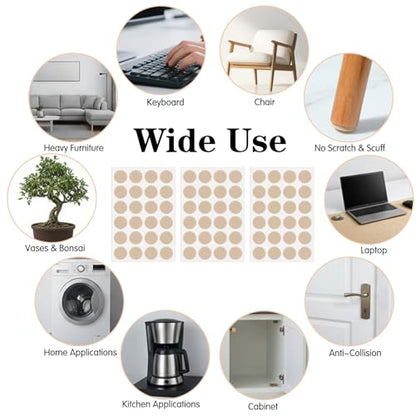 96 Pcs Felt Furniture Pads for Hardwood Floors, Self Adhesive Chair Leg Floor Protectors Non Slip Anti Scratch Felt Pads for Furniture Feet, 3/4" Round, Beige