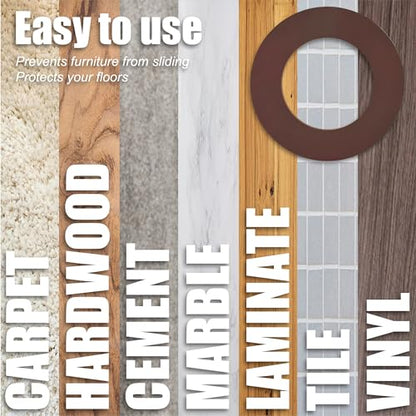 Non Skid Rubber Furniture Pads for Recliners,Furniture Grippers, Gripper Pads,Anti Slide Furniture Pads Hardwood Floor Protector,Fits Recliners,Swivel Chairs,Brown Solid Pad (25.2’’ Outside Diameter) - size: R-Coffee-H-25.2"