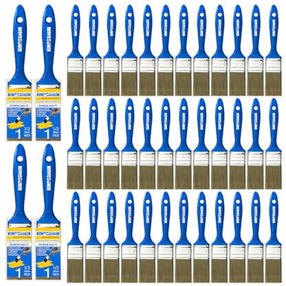 1.5 Inch Paint Brush Set, 40 Pack, 1-1/2 Inch (38mm) Flat Paint Brushes for Walls, Furniture, Crafts, Professional DIY Painting & Touch-Ups - color: 40 Pack, 1.5 Inch