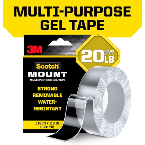 Scotch-Mount Multipurpose Gel Tape, 6 Pack (6 Rolls), Heavy Duty Double-Sided Removable Mounting Tape, Clear Water-Resistant Nano Tape, Holds Up to 20 lbs, 1.18 in x 118 in