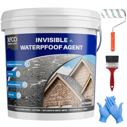 Transparent Waterproof Sealant,281oz Clear Transparent Waterproof Coating,Liquid Invisible Water Proof Agent for Roofs Walls,Garden,Bathroom,Kitchen Indoor & Outdoor Water Proof Sealant - size: 280oz