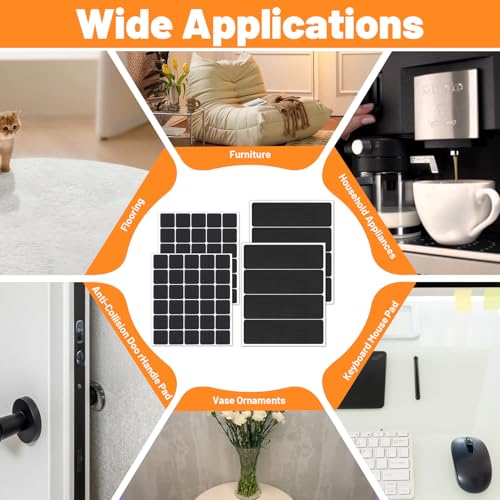 68pcs Anti Slide Furniture Grips,Non Skid Furniture Grippers, Thick EVA Furnitures Non Slip Pad for Wood Floor On Floors, 2 Sizes Adhesive Recliner Pad for Hardwood Floors