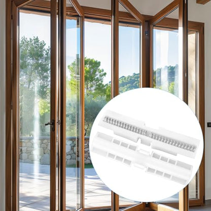 2pcs Bi-Fold Door Slide Guide, Bifold Closet Door Hardware Slide Guide Repair Kit with Spring Folding Sliding Pocket for Top Mount Protect Doors Track Cabinet (White)