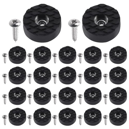Keadic 24Pcs 24mm/1" Screw-On Round Rubber Feet Furniture Pad Bulk Set, Black Non-Slip Floor Protector Furniture Sliders for Wooden Chair Tables Leg