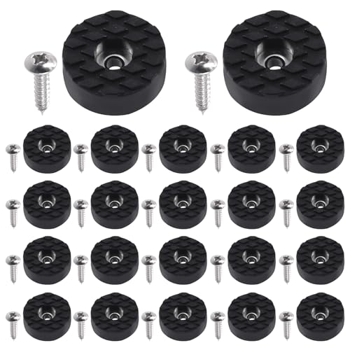 Keadic 24Pcs 24mm/1" Screw-On Round Rubber Feet Furniture Pad Bulk Set, Black Non-Slip Floor Protector Furniture Sliders for Wooden Chair Tables Leg