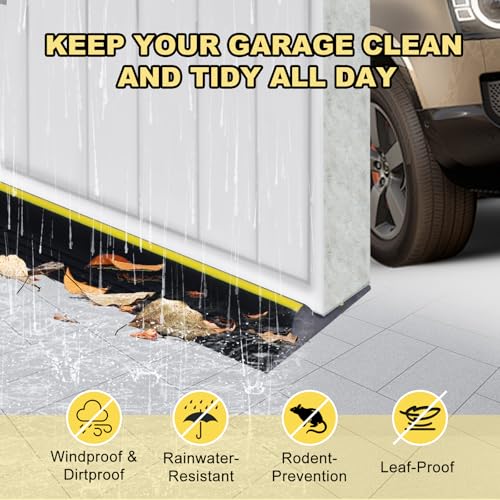 DGSL 10FT Garage Door Threshold Seal Strip, Upgrade 0.7'' Heavy Duty Garage Rubber Bottom Seal, DIY Weather Stripping Replacement with 2 Adhesives - size: 10 Feet