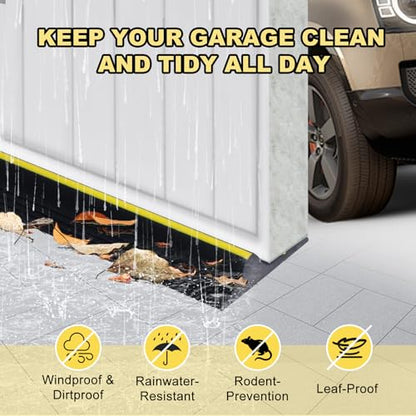 DGSL 10FT Garage Door Threshold Seal Strip, Upgrade 0.7'' Heavy Duty Garage Rubber Bottom Seal, DIY Weather Stripping Replacement with 2 Adhesives - size: 10 Feet