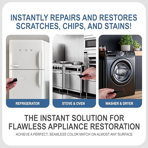 Sundaze Gloss Appliance Touch-Up Paint Pen Kit - Stove, Refrigerator, Washer, Dryer Touch Up - 3 Glossy Colors White, Black, Silver - Instantly Repair & Restore Scratches, Chips, Stains - Color Match