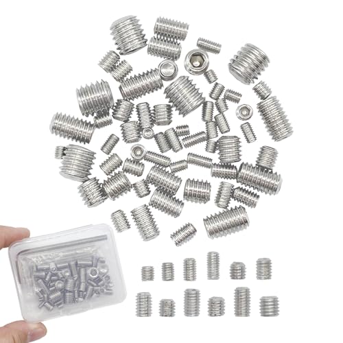 60pcs Set Screws, Allen Head Screws, Grub Screws M3 M4 M5 M6 M8 for Home Repair, Install Door Lock, Repair Furniture, Electronic Product, DIY, Fixtures (Stainless Steel 12 Sizes) - size: 60pcs(stainless Steel 12 Sizes)