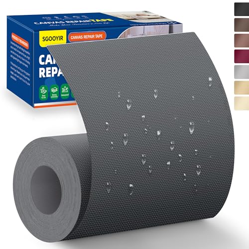 Self-Adhesive Canvas Repair Tape, 4" x 79" Waterproof Canvas Repair Patch, Fabric Patch Repairs Kit for Furniture, Tents, Sunbrellas, Boat Covers Awnings, Couches, Clothes, Bags Dark Gray - color: Dark Gray, size: 4" x 79"