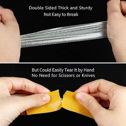Double Sided Tape Heavy Duty, 1.18" x 66FT, Universal High Tack Strong Wall Adhesive with Fiberglass Mesh, Super Sticky Resistente Clear Tape, Easy Use Mounting Tape Office Decor - size: 1.18" x 66FT