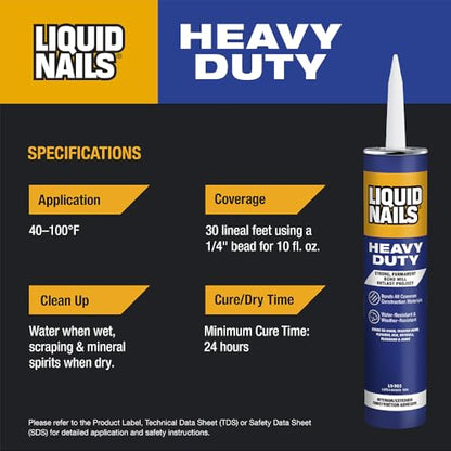 Liquid Nails Heavy Duty Construction Adhesive (LN903), 10 oz - color: Tan, size: 10 Ounce, style: Heavy Duty