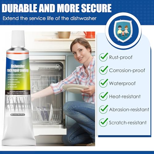 1.7oz Dishwasher Rack Repair Coating, Grey Dishwasher Vinyl Rack Rust Touch Up Paint Kit, Insulation and Waterproof, High and Low Temperature Resistant - color: Grey, size: 1.7 Ounce (Pack of 1)