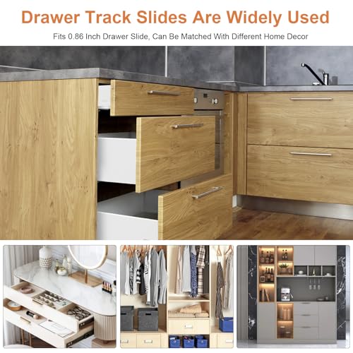 Drawer Slide Socket Set Cabinet Hardware, RV Drawer Parts Fits 0.86 Inch Drawer Slide, Rear Drawer Track Socket Mounting Back Plates Brackets, Drawer Side Track Brackets 2 Set