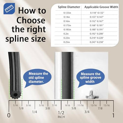 Window Screen Spline, 0.2" x 100' Replacement Round Black Window Screen Retainer Spline, Window Screen Repair - size: 0.2" x 100'