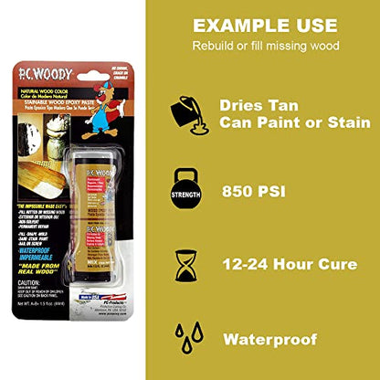 PC-Products Wood Repair Epoxy Paste and Wood Hardener Kit, PC-Woody 24 oz and PC-Petrifier 32 oz - size: Woody (24 oz) & Petrifier (32 oz) Kit, style: PC-Woody Kit