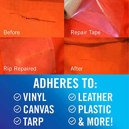 Better Boat Repair Tape for Fabric and Vinyl 30ft x 3in, Clear Waterproof Patch Tape for RV Awning Canvas Tent Tarp Sail Canopy Boat Cover, Heavy Duty - color: Clear