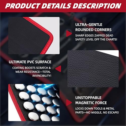 Magnetic Tool Mat, Magnetic Mat for Tools PVC, 3-Piece Flexible Magnetic Mat, Icon Magnets Tool Mat and Tray Holder, Magnetic Tool Holder for Garage, Workshop and Auto Repair Tools - size: 3 Pack