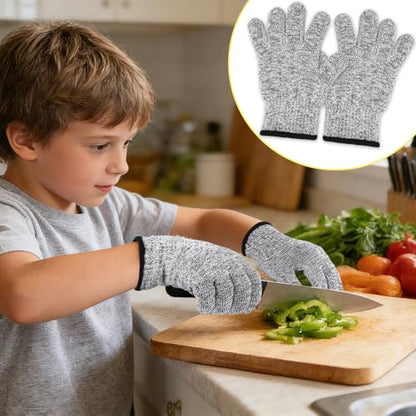 Cut Resistant Gloves, Level 5, Non-Slip Grip, Machine Washable, for Kitchen, Oyster Shucking, Woodworking - color: Grey(chid)