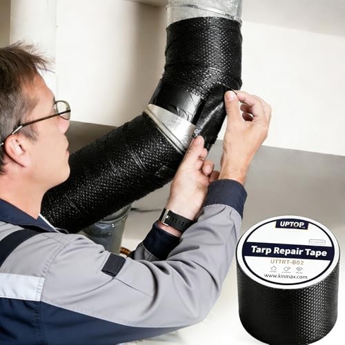 UPTOP Waterproof Butyl Tape, RV Underbelly Tape, 4in x 25ft Heavy Duty Scrim Shield Tarp Repair Tape, Waterproof UV-Resistant Duct Tape for RV, Camper, Tent, Awning, Outdoor Repair - size: 4Inch × 25FT