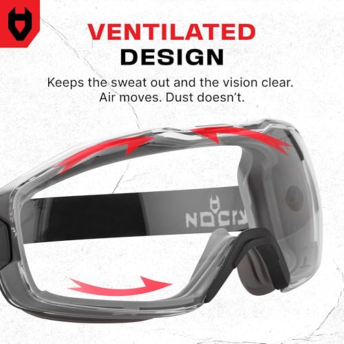 NoCry Anti Fog Safety Goggles Over Glasses For Men And Women — ANSI Z87.1 Premium Anti Scratch & UV380 — Eye Protection with Panoramic Lens & Adjustable Strap — Perfect Dust Goggles for Chemistry Lab - style: Premium Goggles