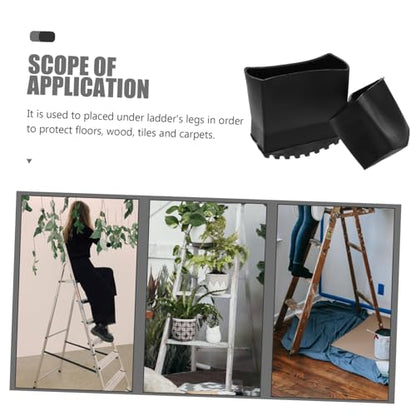Tofficu 4pcs Non-Slip Rubber Ladder Foot Pads for Home Use Durable Protective Mats to Prevent Slipping Floor Protection for Tiles and Carpets and Stable