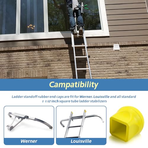 Ladder Stabilizer Bumpers Fit for Werner Extension Ladder Stabilizer Pads, Ladder Standoff Rubber End Caps Replacement Non-Slip Ladder Stabilizer Rubber Feet - Improving Stability and Safety - 4 Pack
