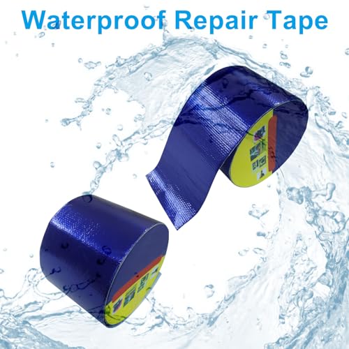 Waterproof Repair Tape, UV-Proof Multi-Surface Instant Seal Patch Repair for RV Awning, Boat Cover, Tent, Tarp & Canvas (3 Inch x 24.6FT, Blue) - color: Blue