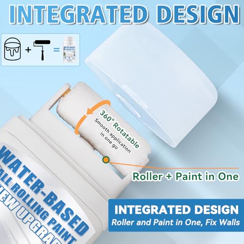 White Paint for Wall, White Touch Up Paint for Walls, All-in-One Repair Kit with Small Roller to Cover Scratches, Stains, Cracks and Marks, Fast-Drying Flat Finish for Seamless Patches (white) - color: white