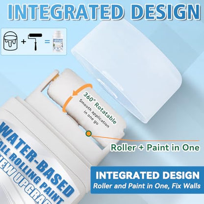 White Paint for Wall, White Touch Up Paint for Walls, All-in-One Repair Kit with Small Roller to Cover Scratches, Stains, Cracks and Marks, Fast-Drying Flat Finish for Seamless Patches (white) - color: white