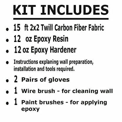 15 Ft Carbon Fiber Basement Wall Crack Repair Kit - 12K Tow Fabric with Epoxy Resin and Hardener - Concrete Foundation Reinforcement (4 Inch Wide)