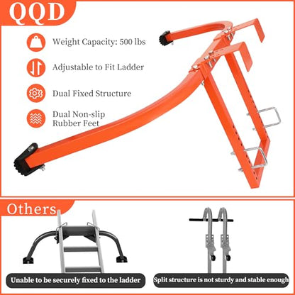 Ladder stabilizer, Extended Ladder Standoff Stabilizer Accessory for Roof Gutter＆Wall, Ladder Roof Stabilizer Heavy Duty Steel with Non-Slip Rubber Bottom pad, Orange, 7.4lb - size: For Walls