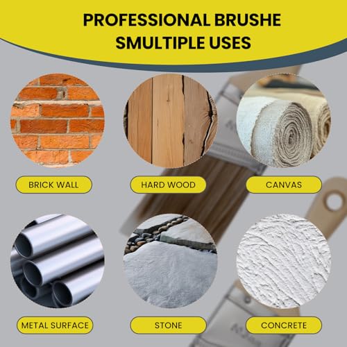 Mister Rui 2" Paint Brushes, 3 Pack, Angle Paint Brush Set for Latex and Oil Paints & Stains, Home Improvement - Interior & Exterior Use, 2 Inch Cut-in Trim Brush