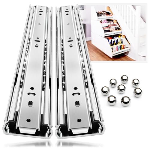 YENUO Heavy Duty Drawer Slides Full Extension Side Mount 12 14 16 18 20 22 24 26 28 30 32 34 36 40 Inch Metal Rails Track Guide Glides Runners 100 Lbs 1 Pair (Without Lock, 40 inch) - size: 40 inch