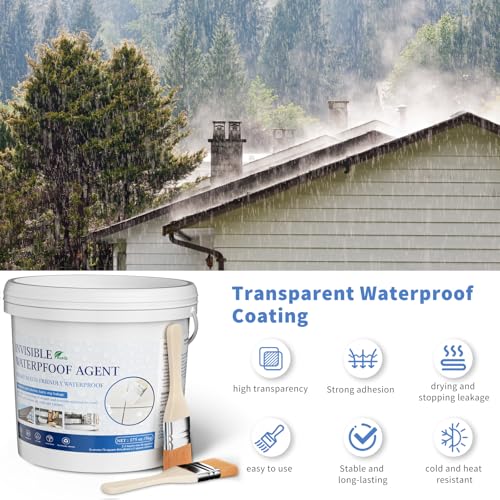 Transparent Waterproof Coating 175 Oz (5 KG), Invisible Waterproof Agent, Water-Based Repairing Leak Water Proof Glue, Indoor & Outdoor Liquid Sealant - style: 175 OZ